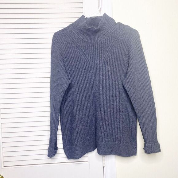 Banana Republic Factory Sweater Womens SZ Medium Wool Blend Ribbed Mock Neck - Picture 1 of 7